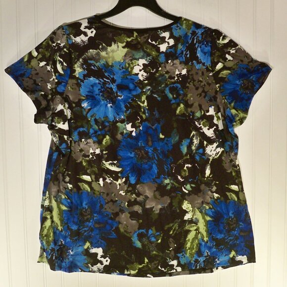 Jaclyn Smith, Black Blue Top, 2X - Picture 3 of 6